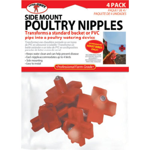 Little Giant Side Mount Poultry Nipple 4 Pack