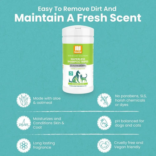 Nootie Cucumber Melon Waterless Shampoo Wipes For Dogs & Cats