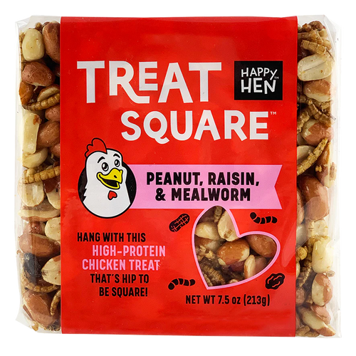 Happy Hen Treat Square Peanut, Raisin & Mealworm