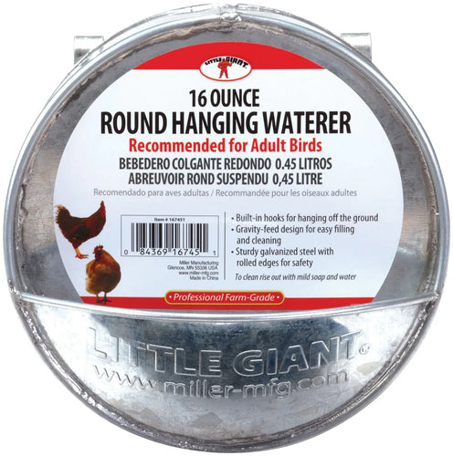 Little Giant Galvanized Round Hanging Poultry Waterer